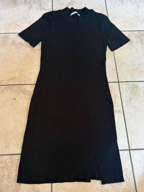 black midi denim dress Black Label Denim Puff Sleeve Midi Dress – Peace Love World